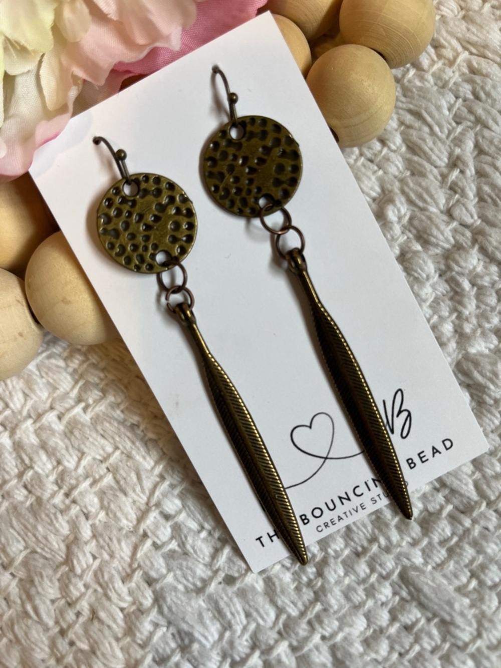 The Bouncing Bead Antiqued Brass Dangle Earrings
